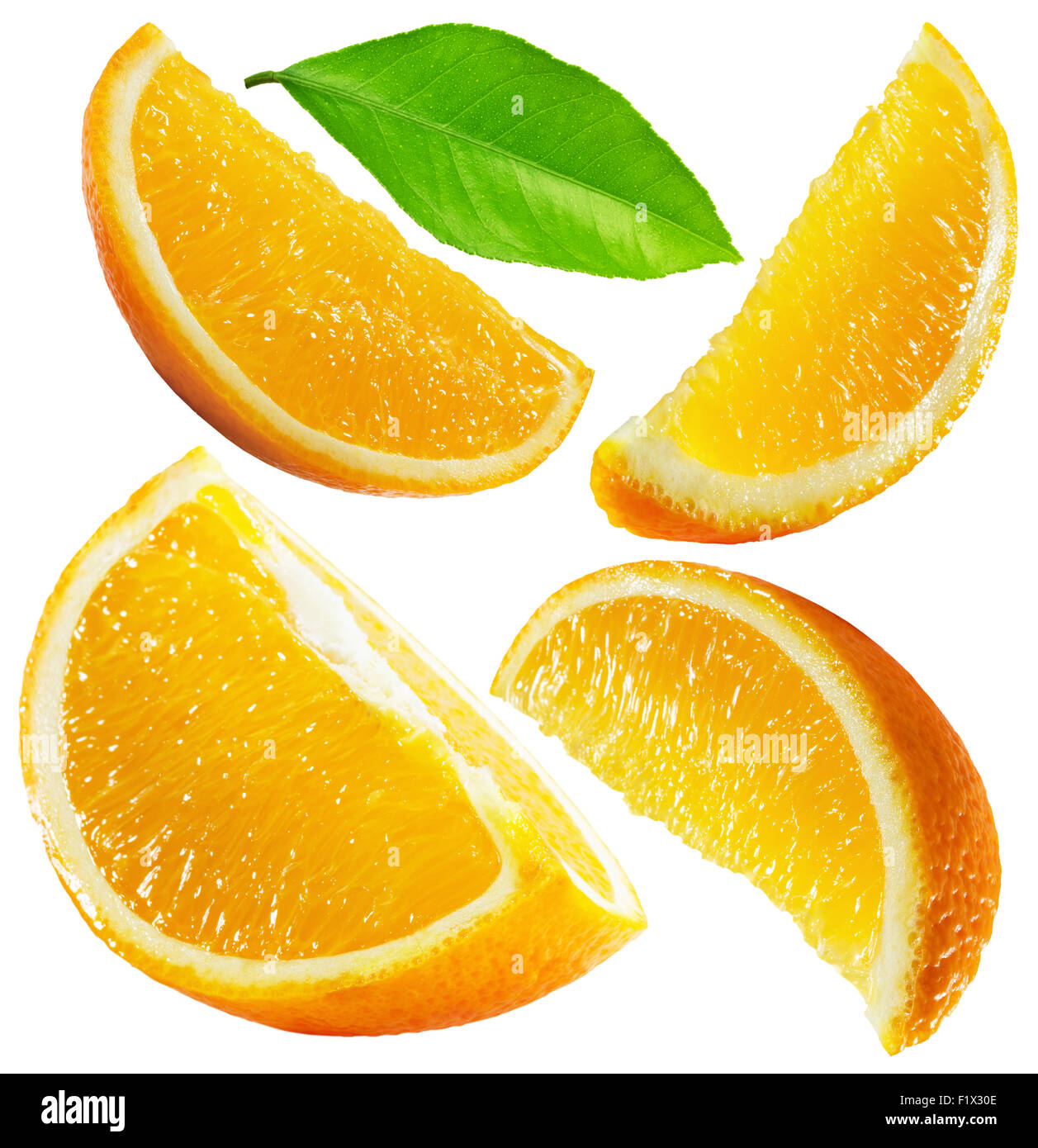 Jeu d'oranges isolé sur le fond blanc. Banque D'Images