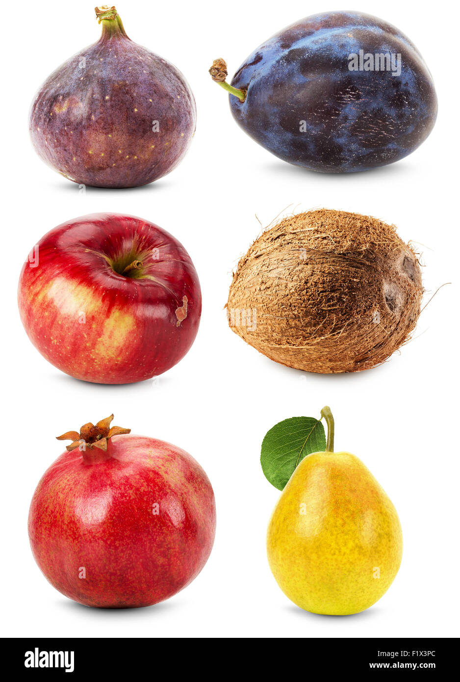 Collection de fruits isolé sur le fond blanc. Banque D'Images