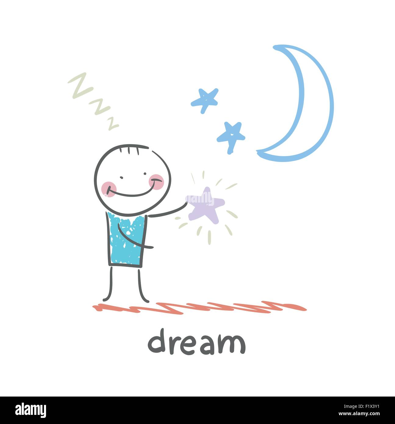 L'homme des rêves avec les Stars Illustration de Vecteur