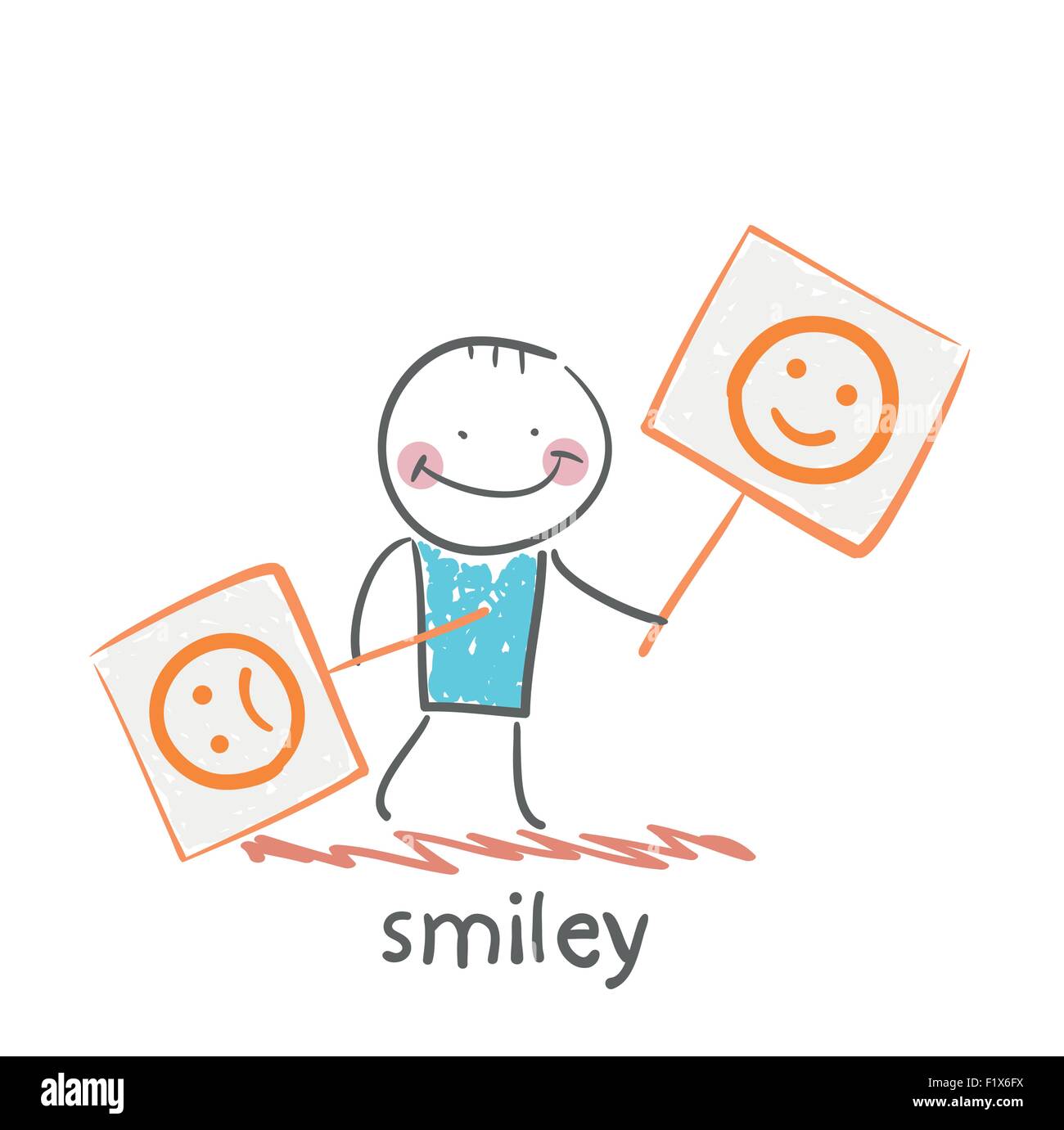 Les personnes titulaires d'affiches avec drôle et triste sourire Illustration de Vecteur