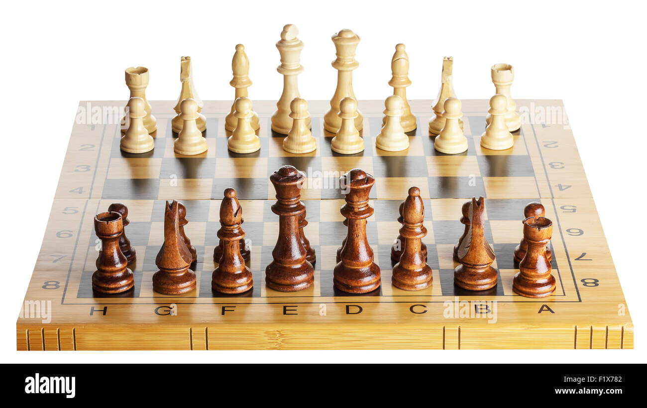 D'échecs en bois sur l'échiquier. Banque D'Images