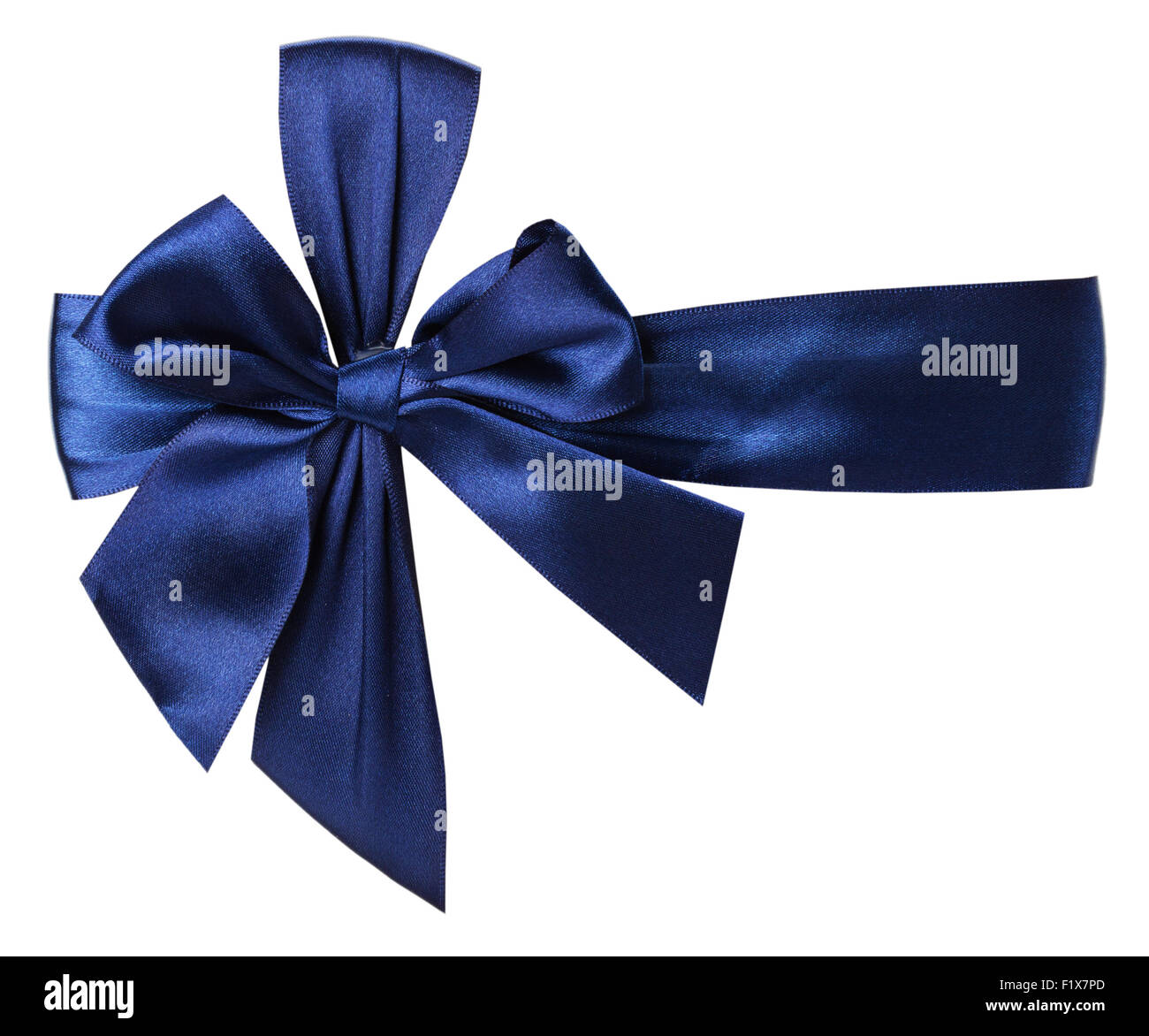 Blue bow avec ruban sur fond blanc. Banque D'Images