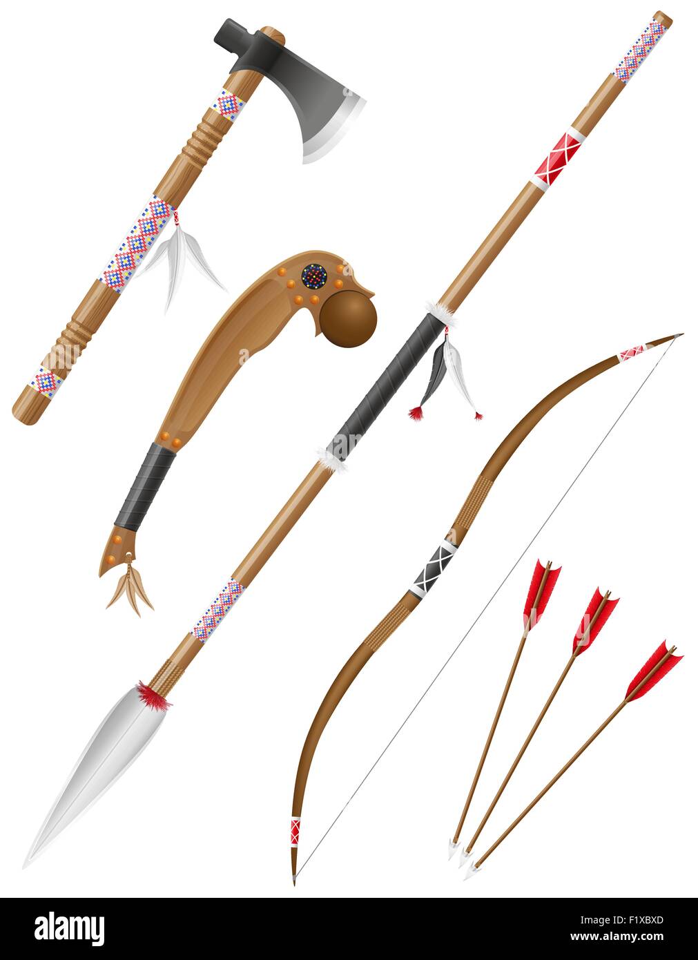 Icônes d'armes blanches American Indians vector illustration isolé sur fond blanc Illustration de Vecteur