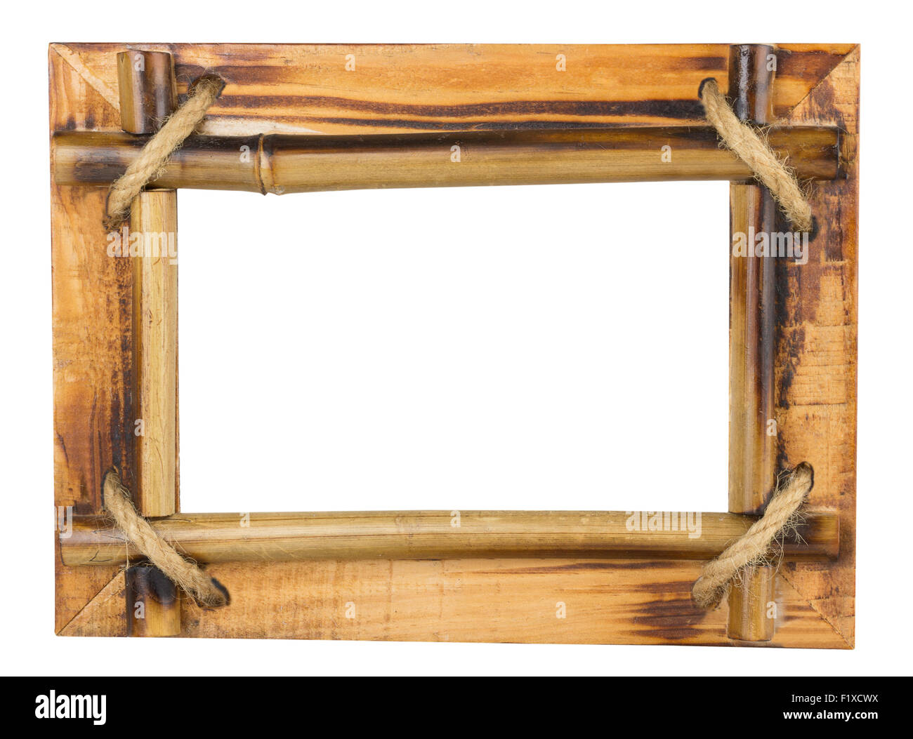 Cadre en bambou attaché avec une corde isolé sur blanc Photo Stock - Alamy