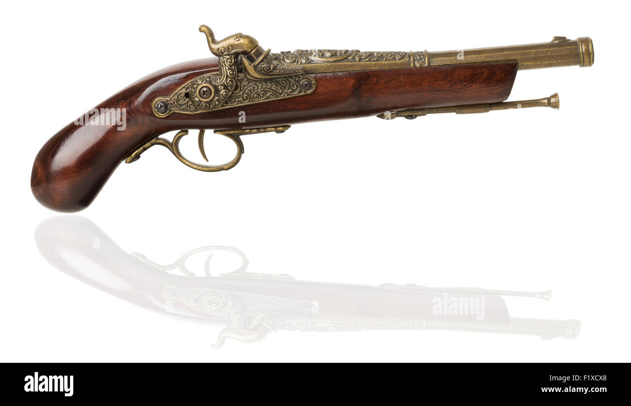 Vieux fusil isolated on white Banque D'Images