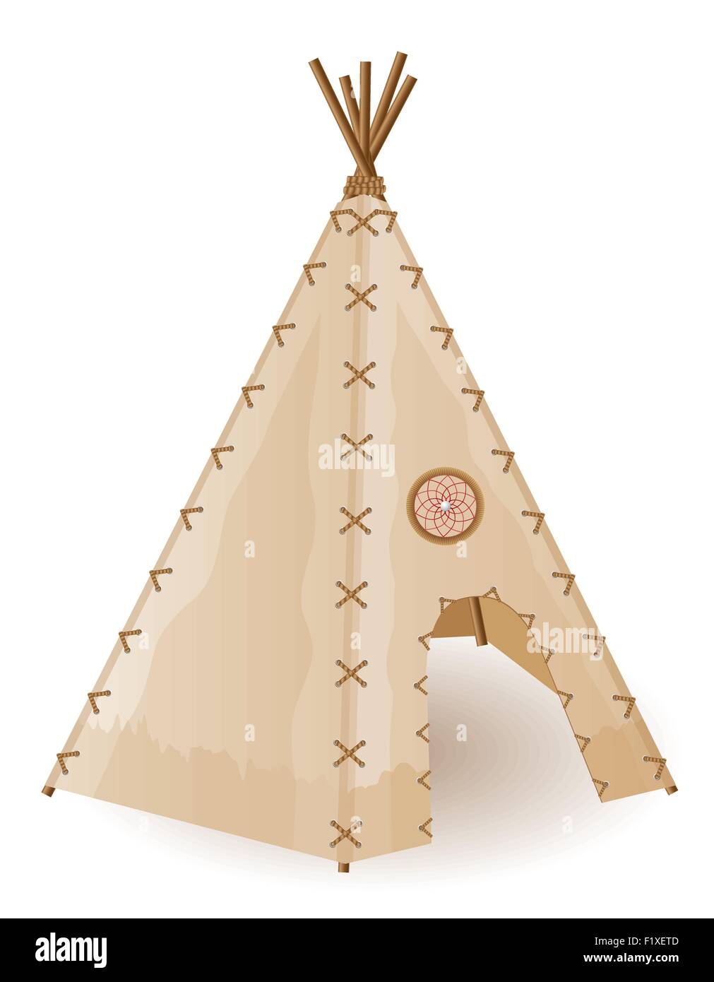 Les Indiens d'Amérique wigwam vector illustration isolé sur fond blanc Illustration de Vecteur