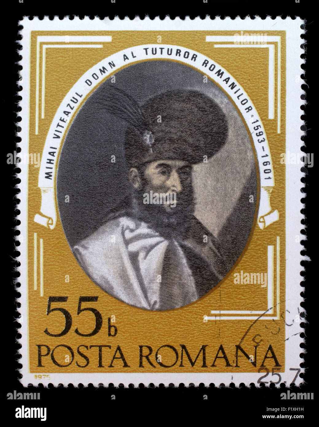 Timbres en Roumanie montre Michel le Brave par Sadeler, vers 1975. Banque D'Images