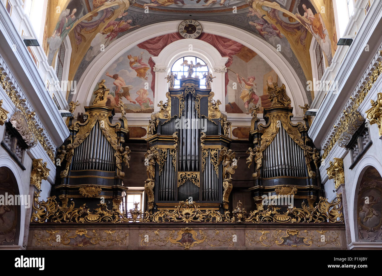 L'orgue à la Cathédrale de St Nicolas dans la capitale de Ljubljana, Slovénie Banque D'Images