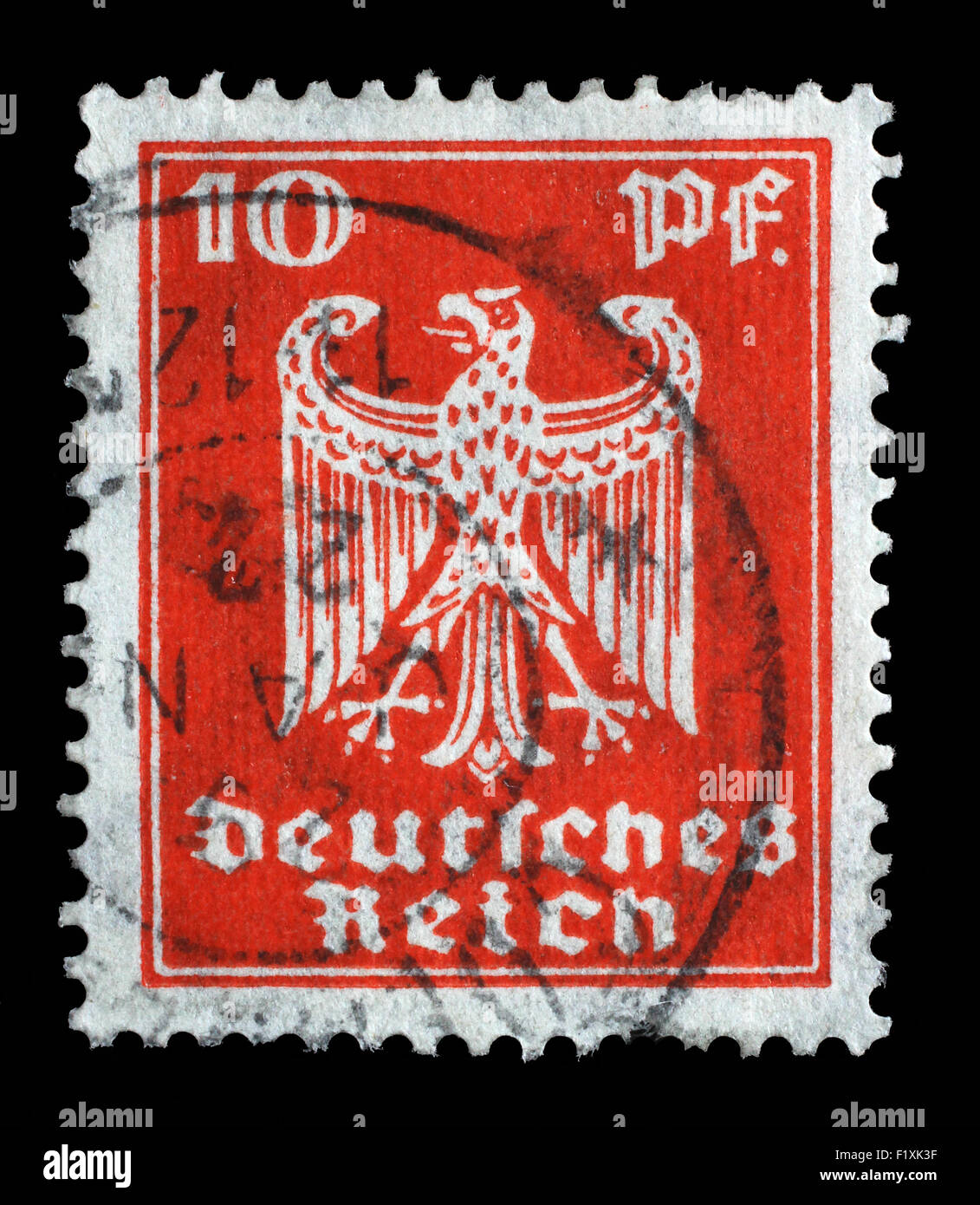 Timbres en l'Empire allemand montre des armoiries de l'Allemagne, vers 1924 Banque D'Images