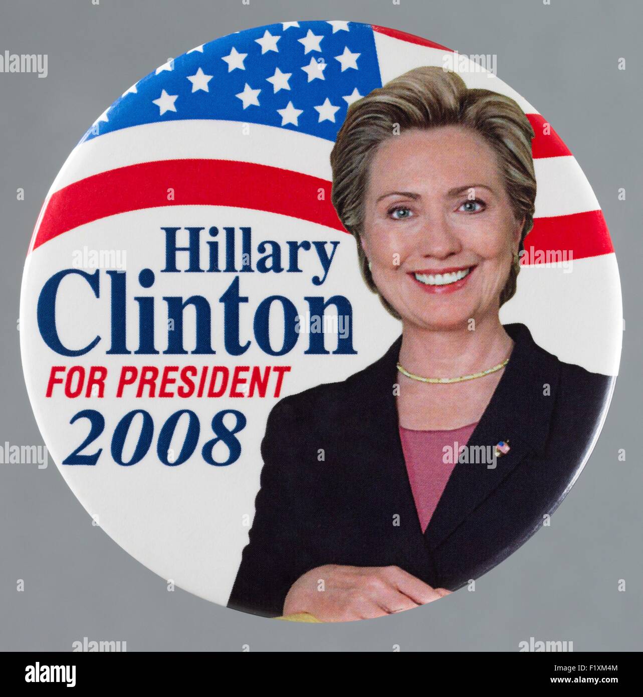 Un 2008, Mme Hillary Rodham Clinton, United States Presidential broche bouton campagne primaire Banque D'Images