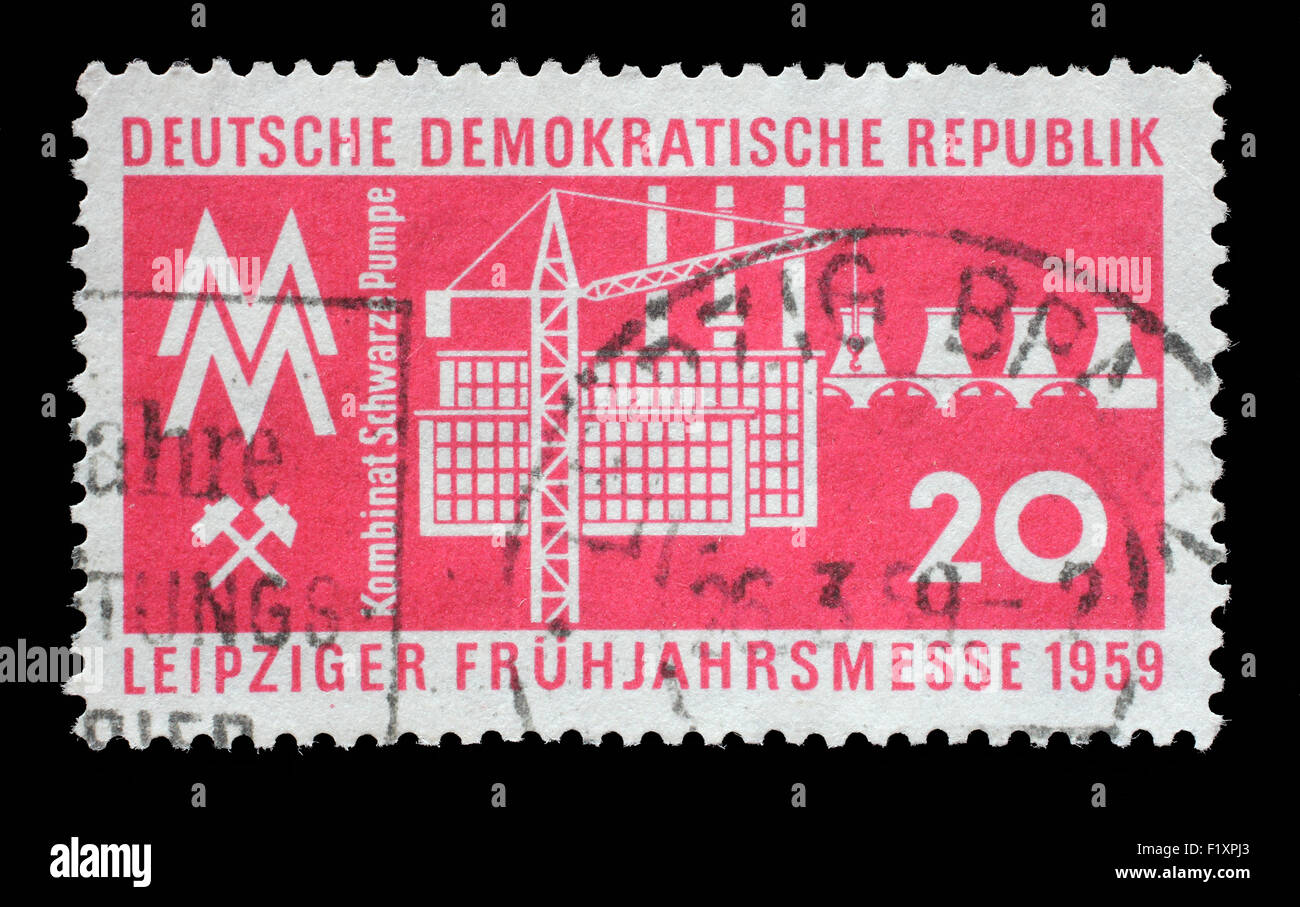 Timbres en RDA montre juste de Leipzig, circa 1959 Banque D'Images