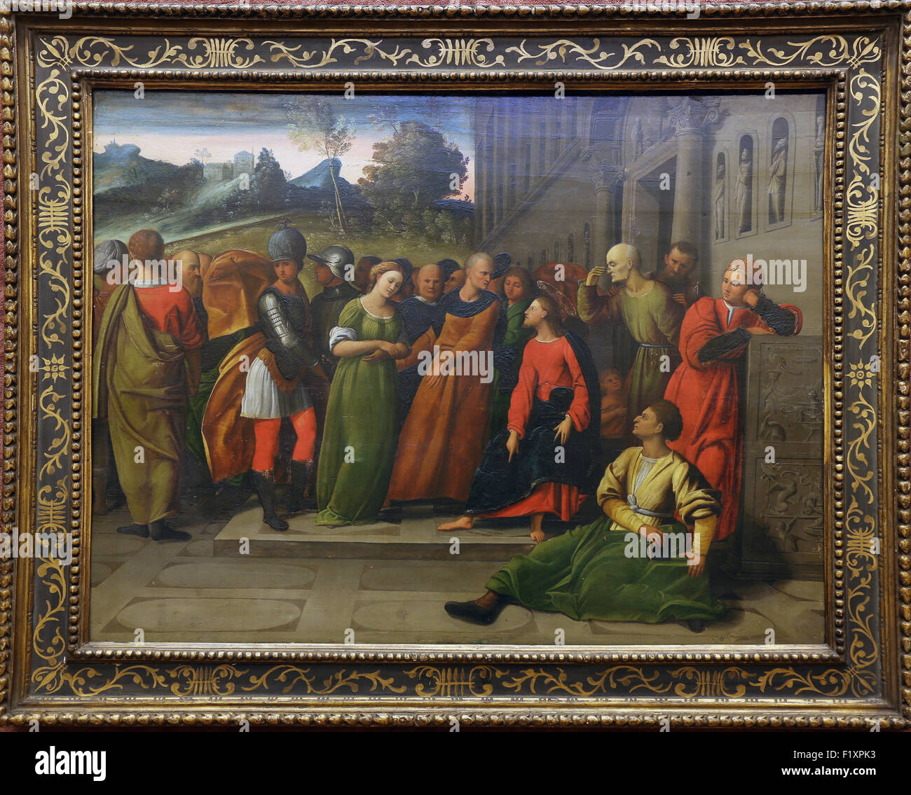 (Giovanni Battista Ortolano Benvenuto ?) : femme adultère devant le Christ, vieux maîtres collecte, à Zagreb, Croatie Banque D'Images