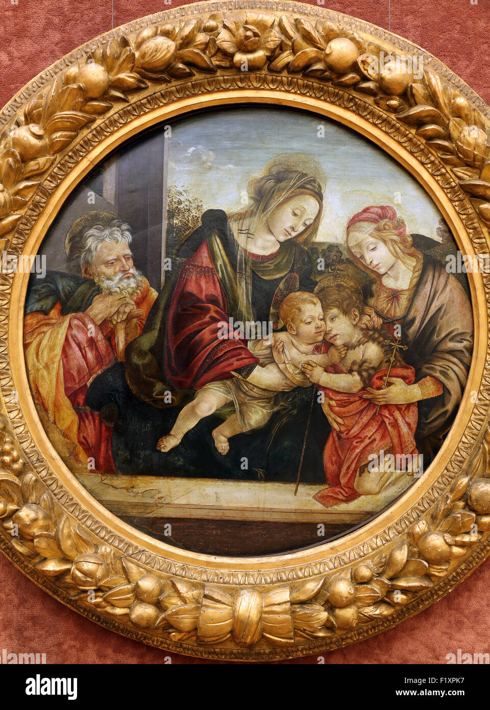 Atelier Filippino Lippi : Saint Famille avec Saint John et Elizabeth, vieux maîtres collecte, à Zagreb, Croatie Banque D'Images