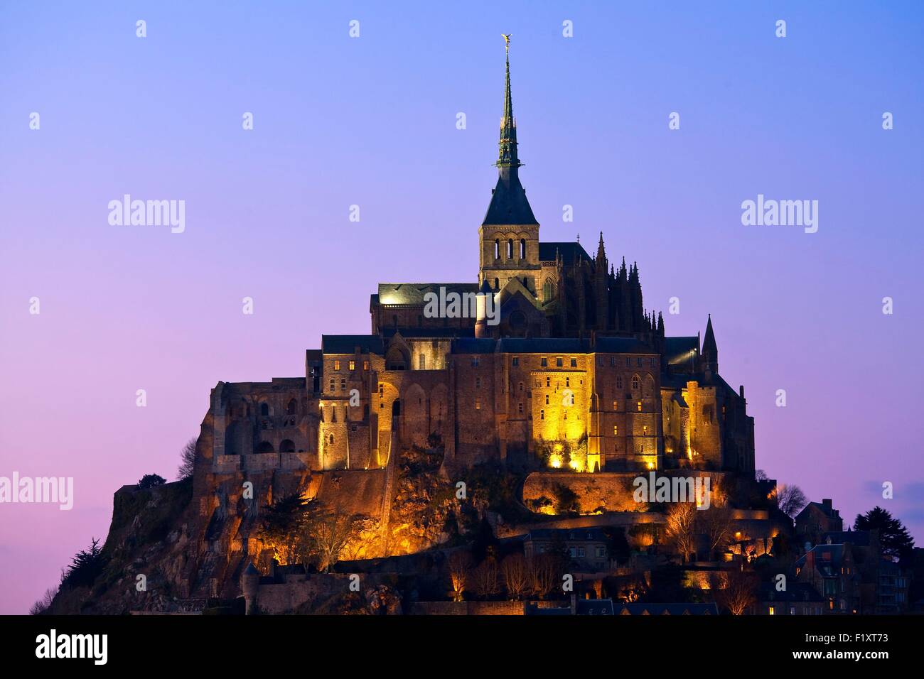 France, Manche, Baie du Mont Saint Michel, classé au Patrimoine Mondial par l'UNESCO, le Mont Saint Michel Banque D'Images