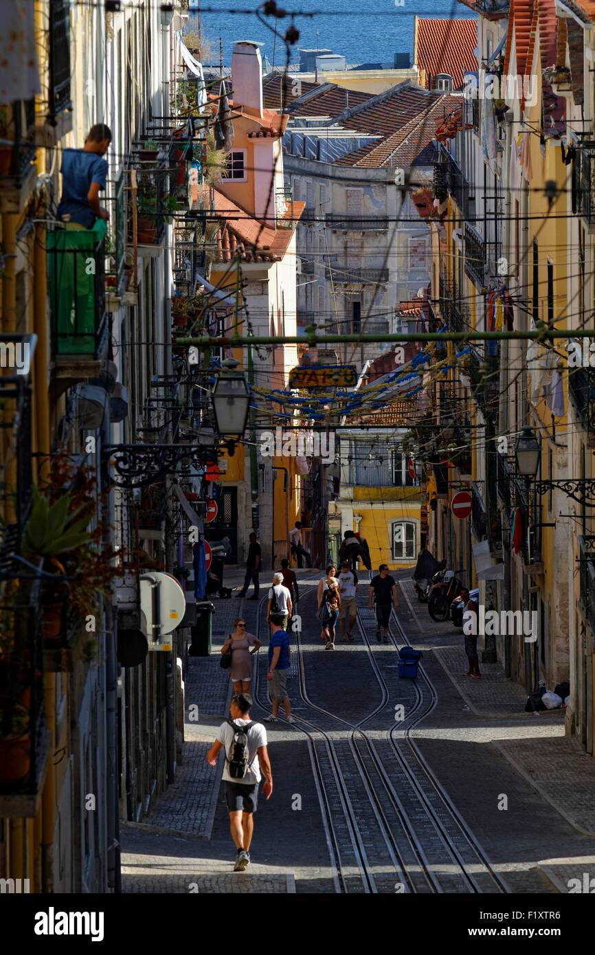 Portugal, Lisbonne, le Bairro Alto, Ascensor da Bica Banque D'Images