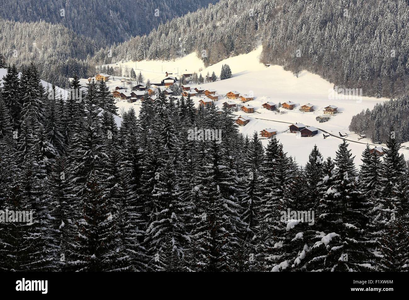 France, Haute Savoie, Le Grand Bornand, Chinaillon hamlet (1300m) Banque D'Images