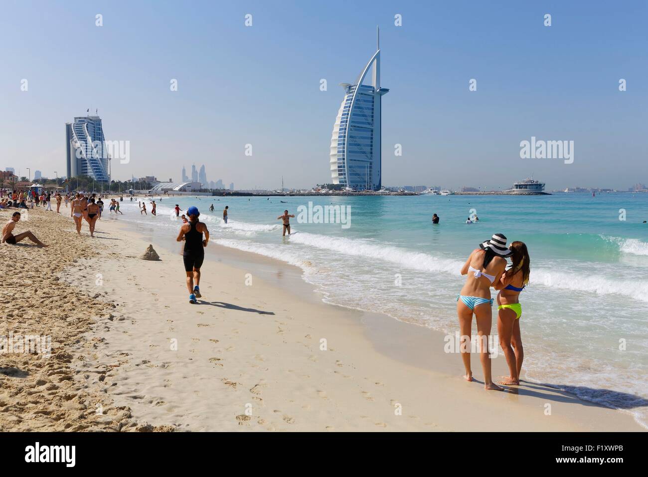 Emirats Arabes Unis, Dubaï, Burj Al Arab beach Banque D'Images