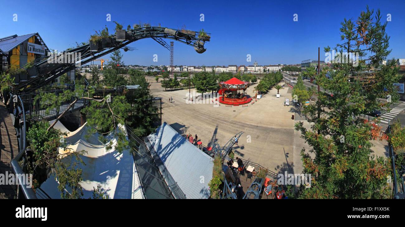 France, Loire Atlantique, Nantes, point de vue sur l'île de Nantes depuis l'arbre de nefs avec en arrière-plan le quai de la fosse Banque D'Images