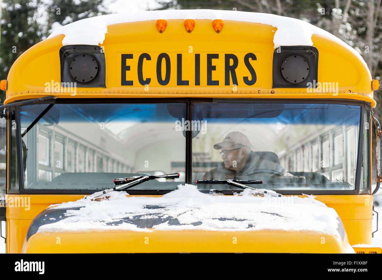 Canada, Québec, Outaouais, Chelsea, school bus Banque D'Images