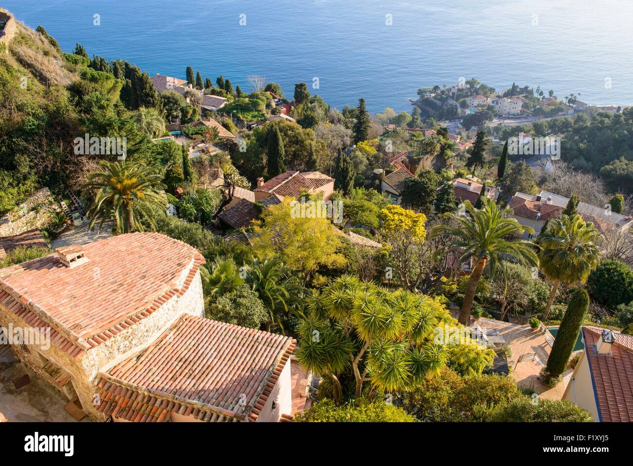 France, Alpes Maritimes, Nice, le village perché de Roquebrune Cap Martin Banque D'Images