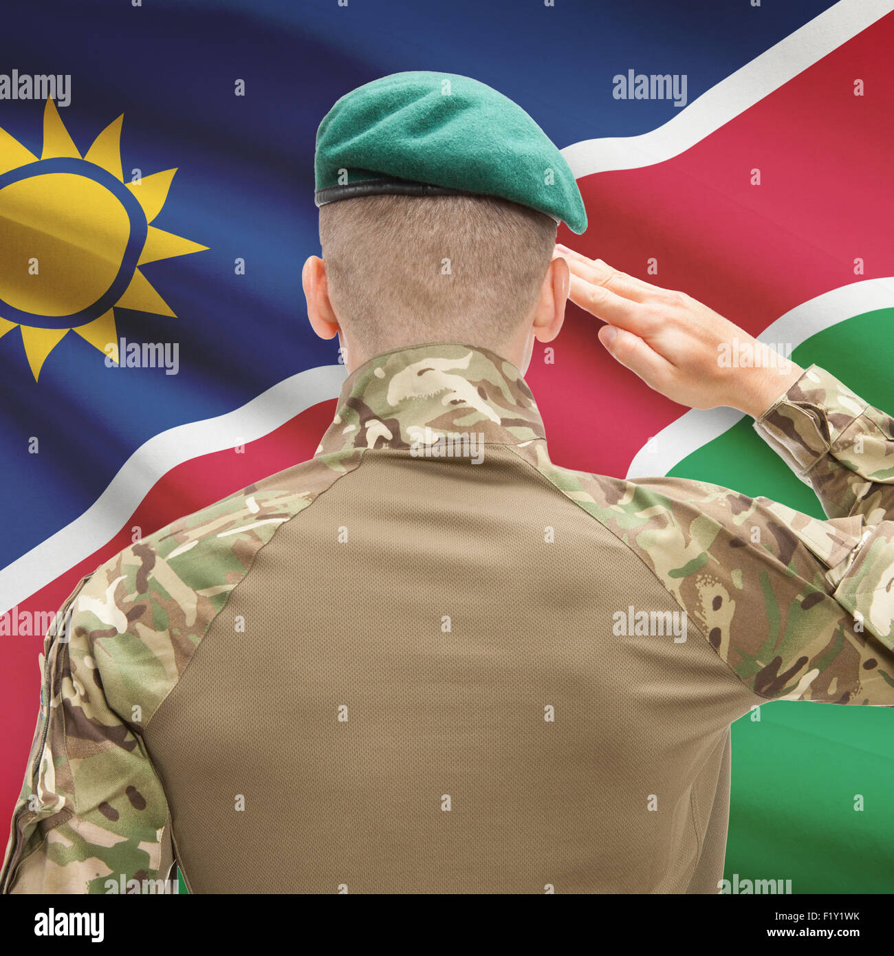Soldat en hat face drapeau national série - Namibie Banque D'Images