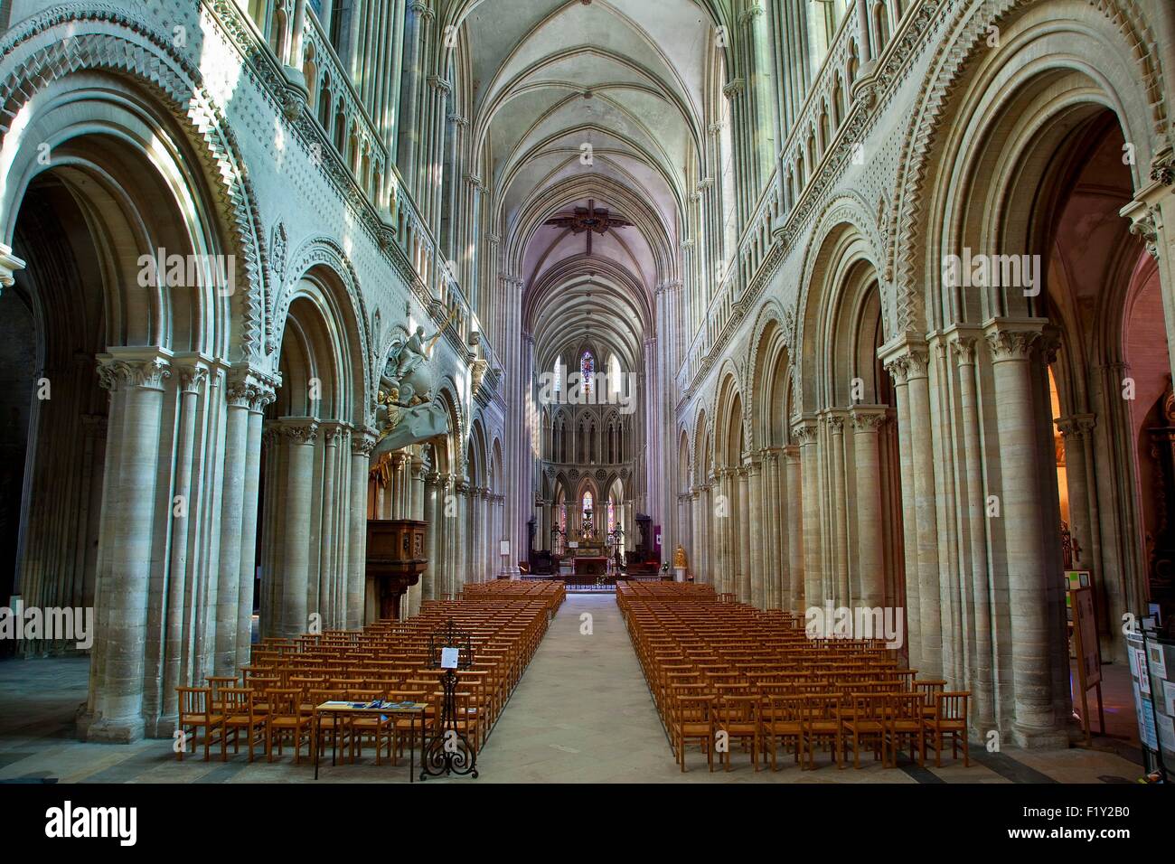 France, Calvados, Bayeux, la cathédrale Notre Dame Banque D'Images