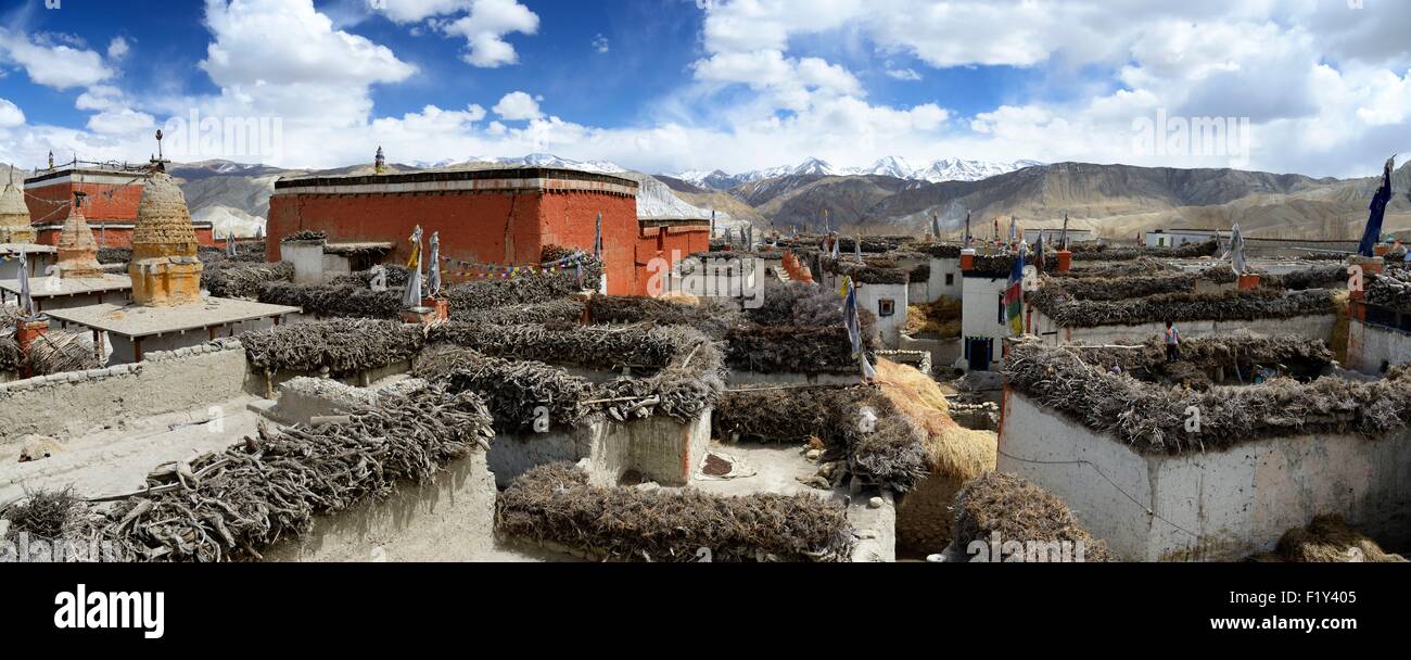 Le Népal, Gandaki zone, Upper Mustang (près de la frontière avec le Tibet), les toits et le monastère de la cité fortifiée de Lo Manthang, la capitale historique du royaume de Lo Banque D'Images