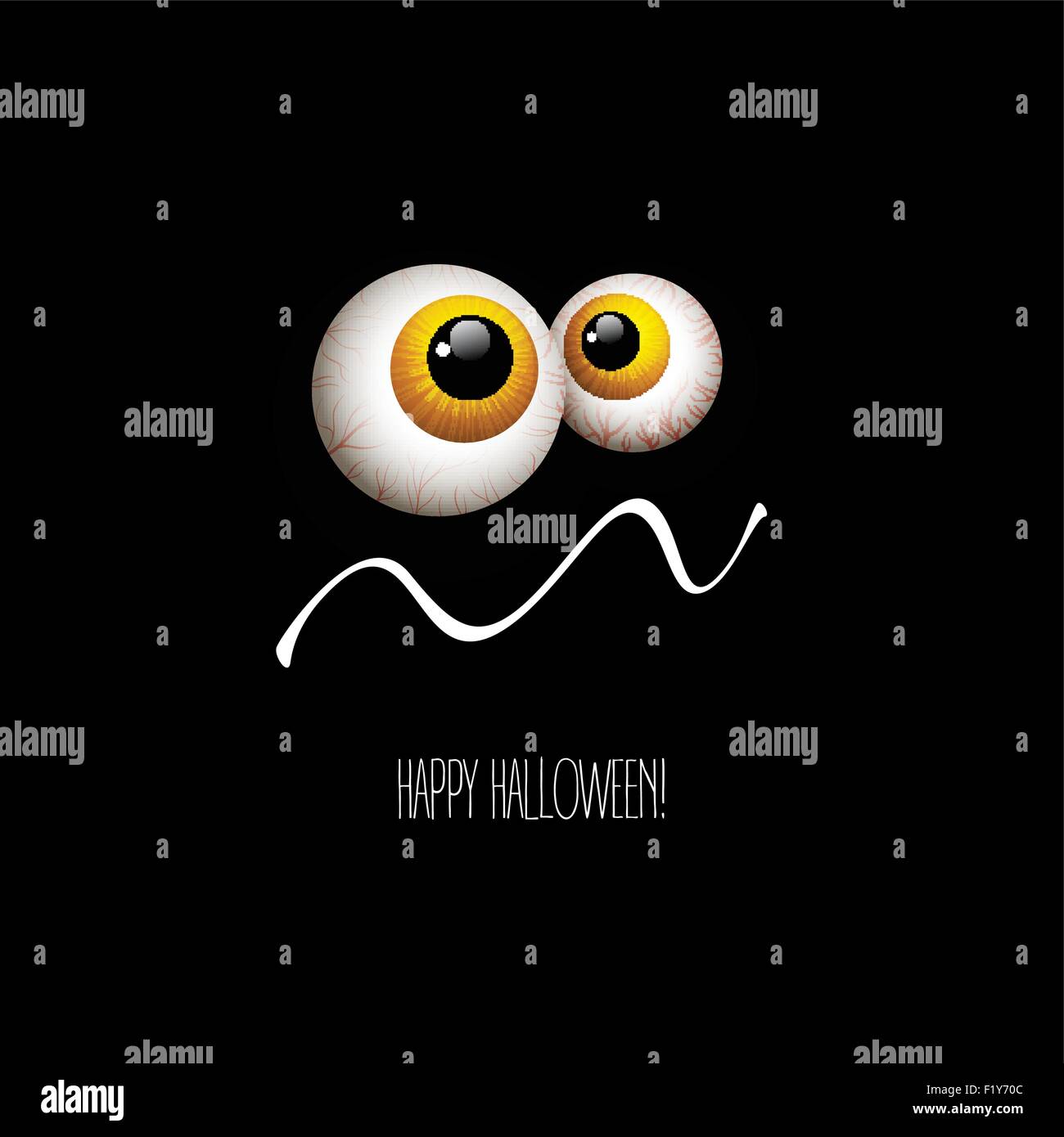 Drôle Halloween carte de souhaits monster les yeux. Vector illustration Illustration de Vecteur