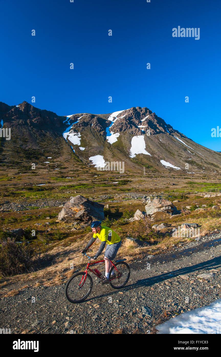 Cycliste,Alaska Chugach State Park, Banque D'Images