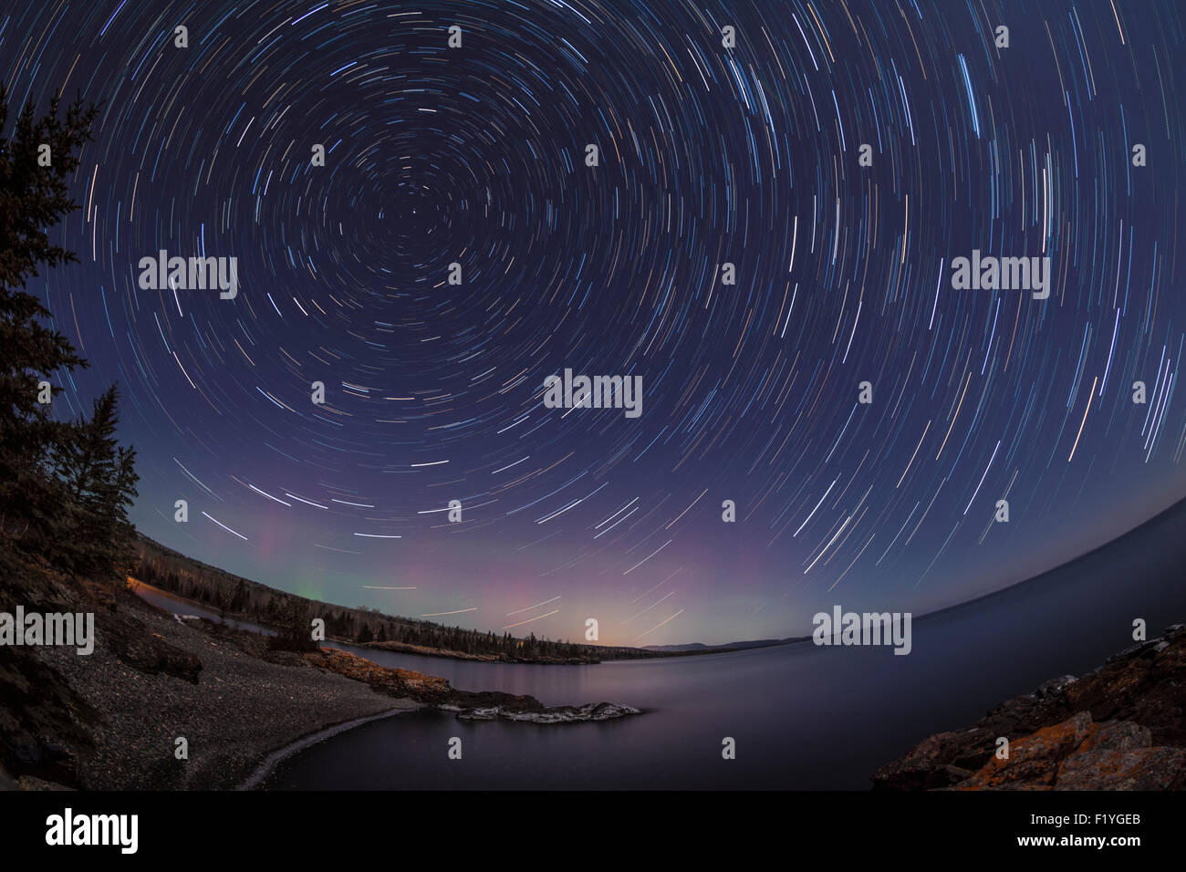 Star Trail,chambre,Thunder Bay, Ontario,Canada Banque D'Images