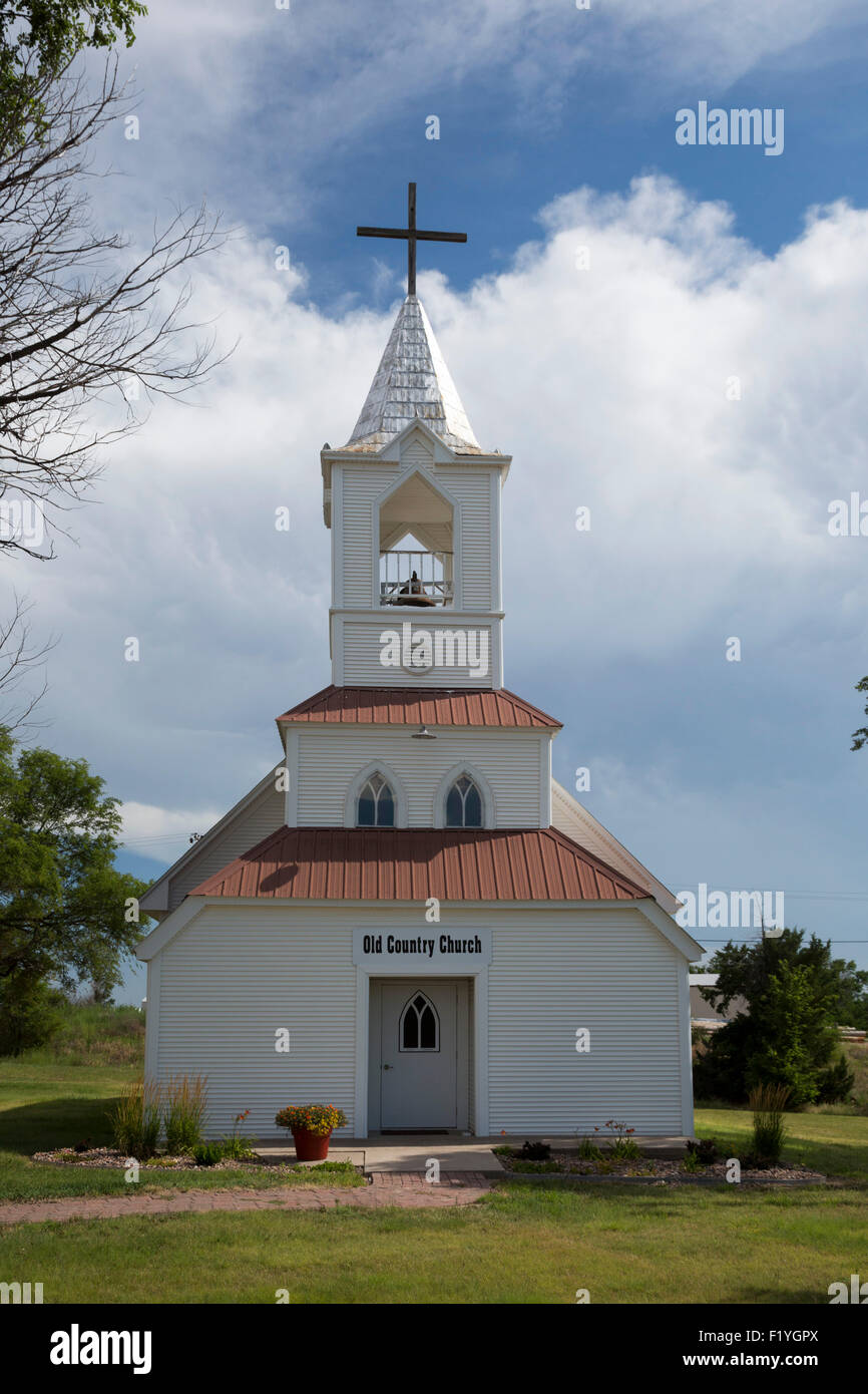 Saint François, Kansas - Vieille église de campagne. Banque D'Images