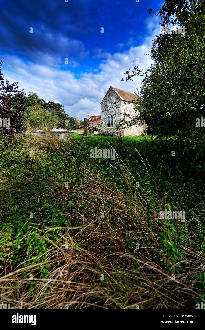 À Thorley, île de Wight, est le site d'une église abandonnée en 1871, à côté du manoir et ferme, à environ 1,6 km, Banque D'Images