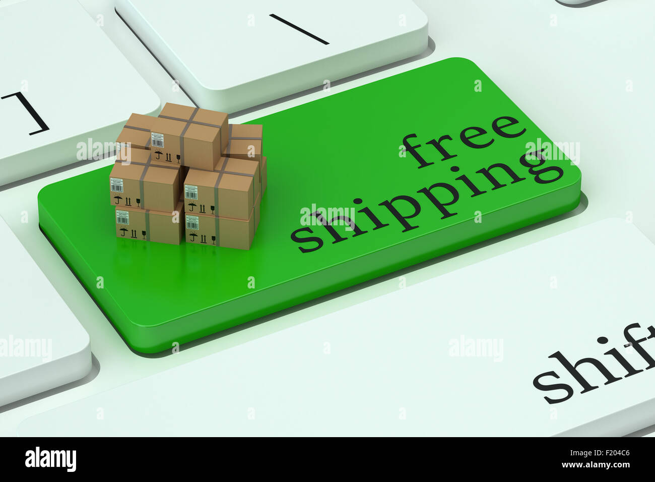 Livraison gratuite sur le bouton Clavier vert concept Banque D'Images