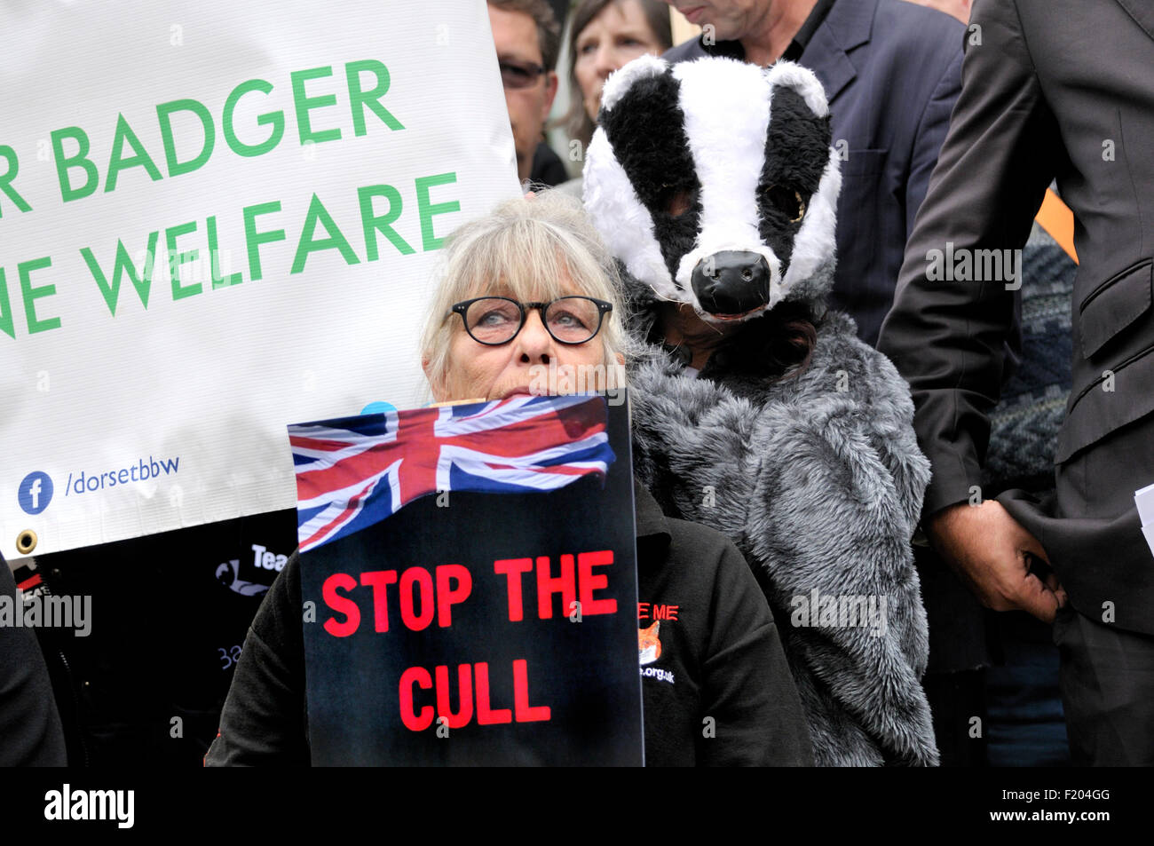 Protestation contre la politique de réforme du blaireau à défaut, Westminster, London, UK, 8 sept 2015 Banque D'Images