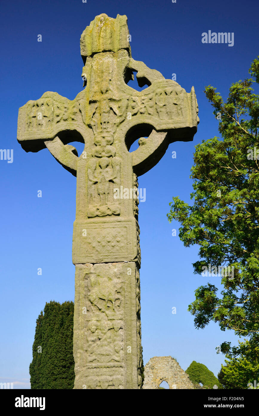 L'Irlande, comté de Tyrone, Ardboe Croix haute. Banque D'Images