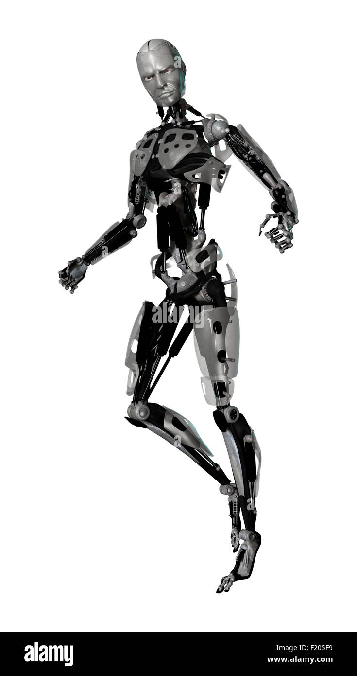 Numérique 3D render of a male cyborg isolé sur fond blanc Banque D'Images