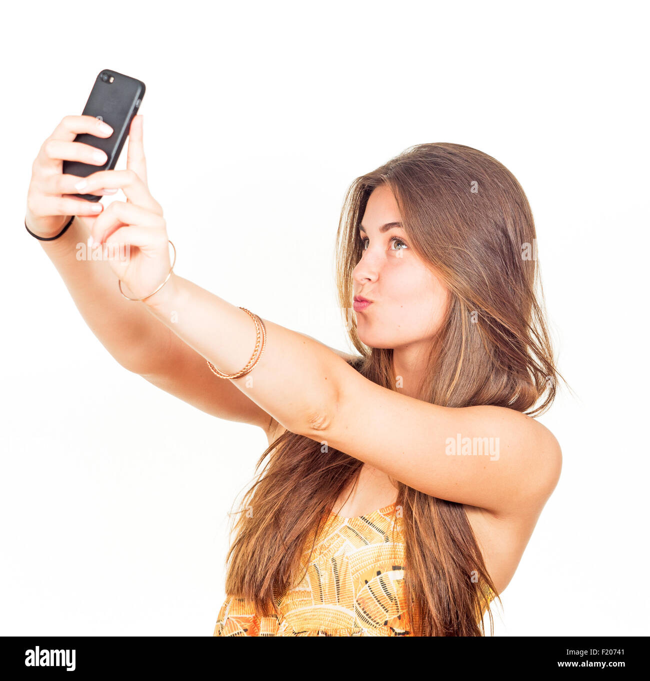Macht ein junge Frau Selfies attraktive Banque D'Images