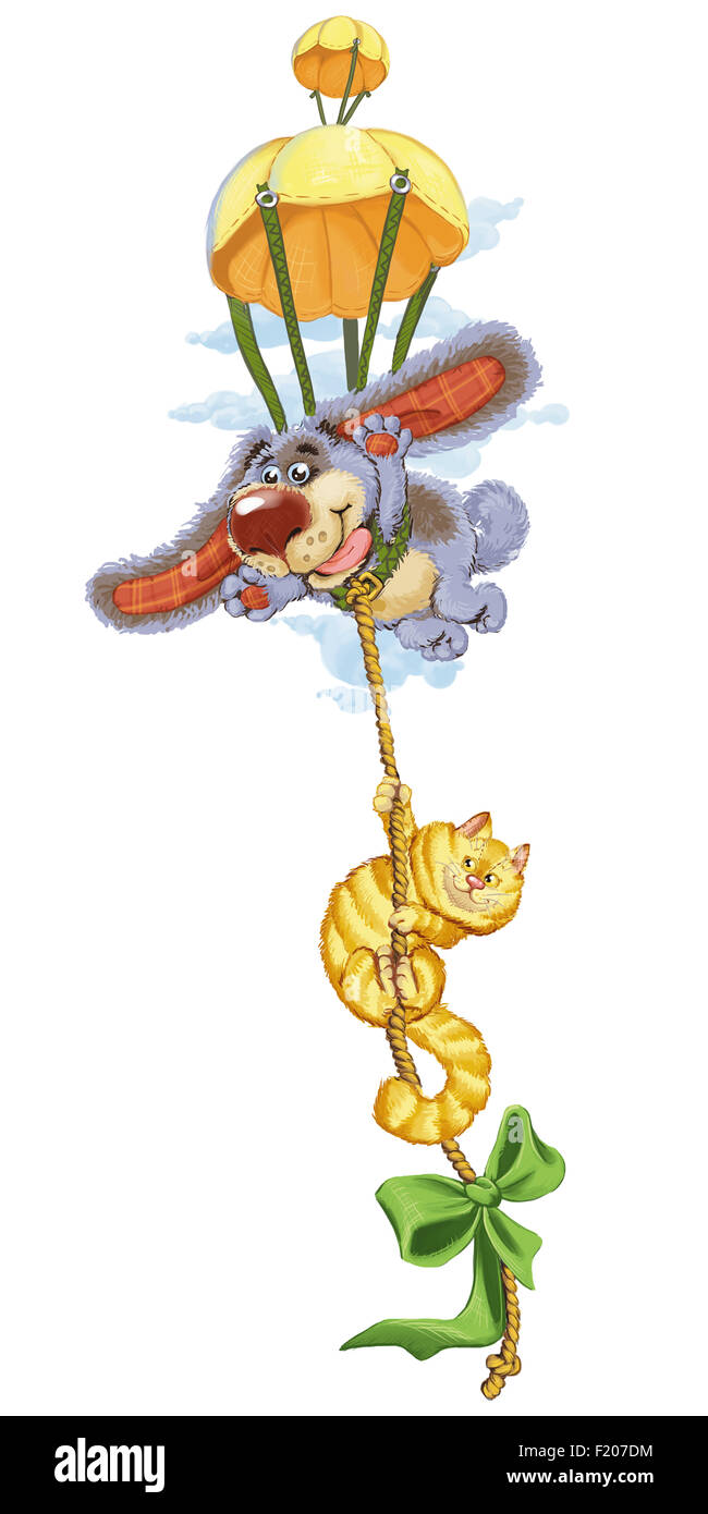 Le Dessin Anime Chat Et Chien Billet Sur Un Parachute Carte D Invitation Pour Un Sejour De Vacances Ou D Anniversaire Illustration Raster Photo Stock Alamy Le Dessin Anime Chat Et Chien Billet Sur Un Parachute Carte D Invitation Pour Un Sejour De Vacances Ou D Anniversaire Illustration Raster Photo Stock Alamy