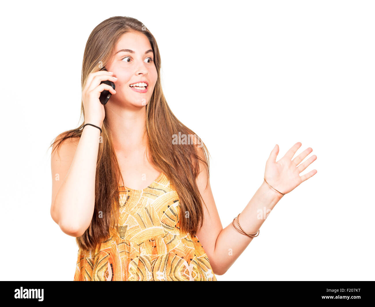 Junge Frau attraktive telefoniert Banque D'Images