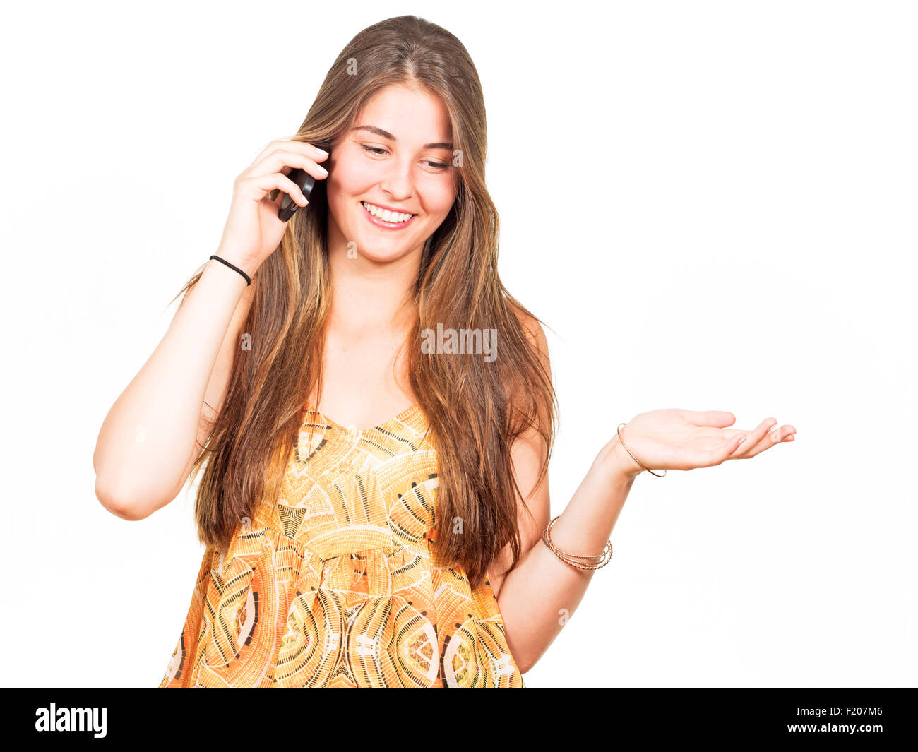 Junge Frau telefoniert Banque D'Images