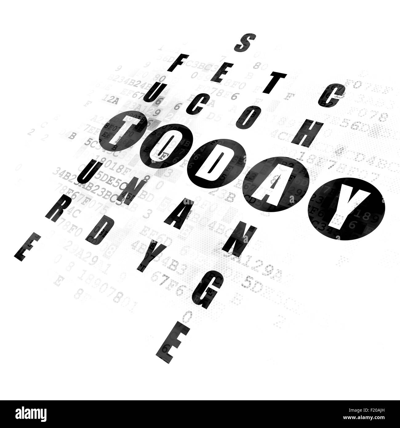 Concept de temps : mot aujourd'hui à la résolution de mots croisés Banque D'Images