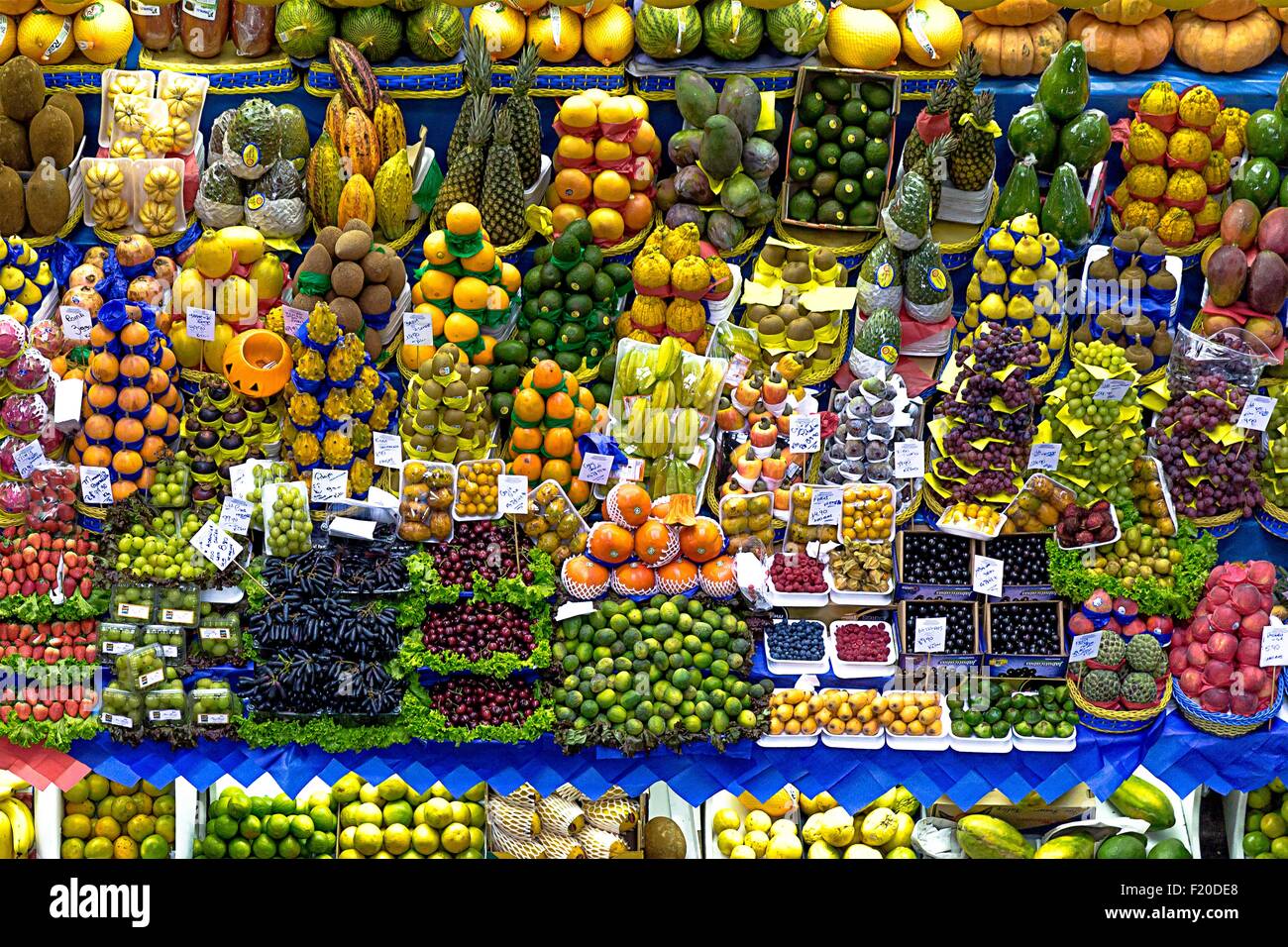 Marché de Fruits et légumes de stalle, Sao Paulo, Brésil Banque D'Images