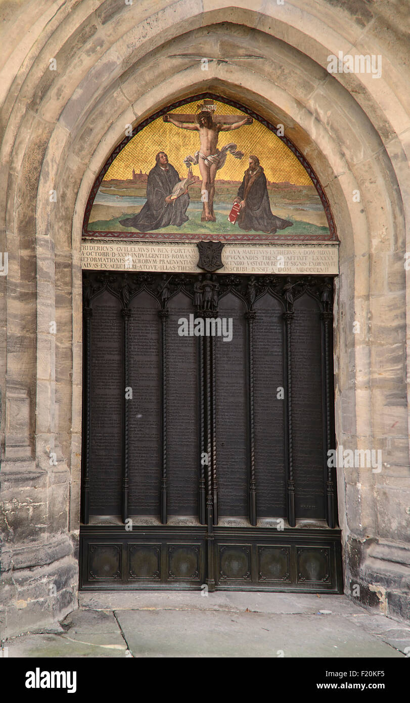 Allemagne Sachsen-anhalt Lutherstadt Wittenberg l'église du château Schlosskirche ou également connu sous le nom de All Saints Church le 31 octobre Banque D'Images