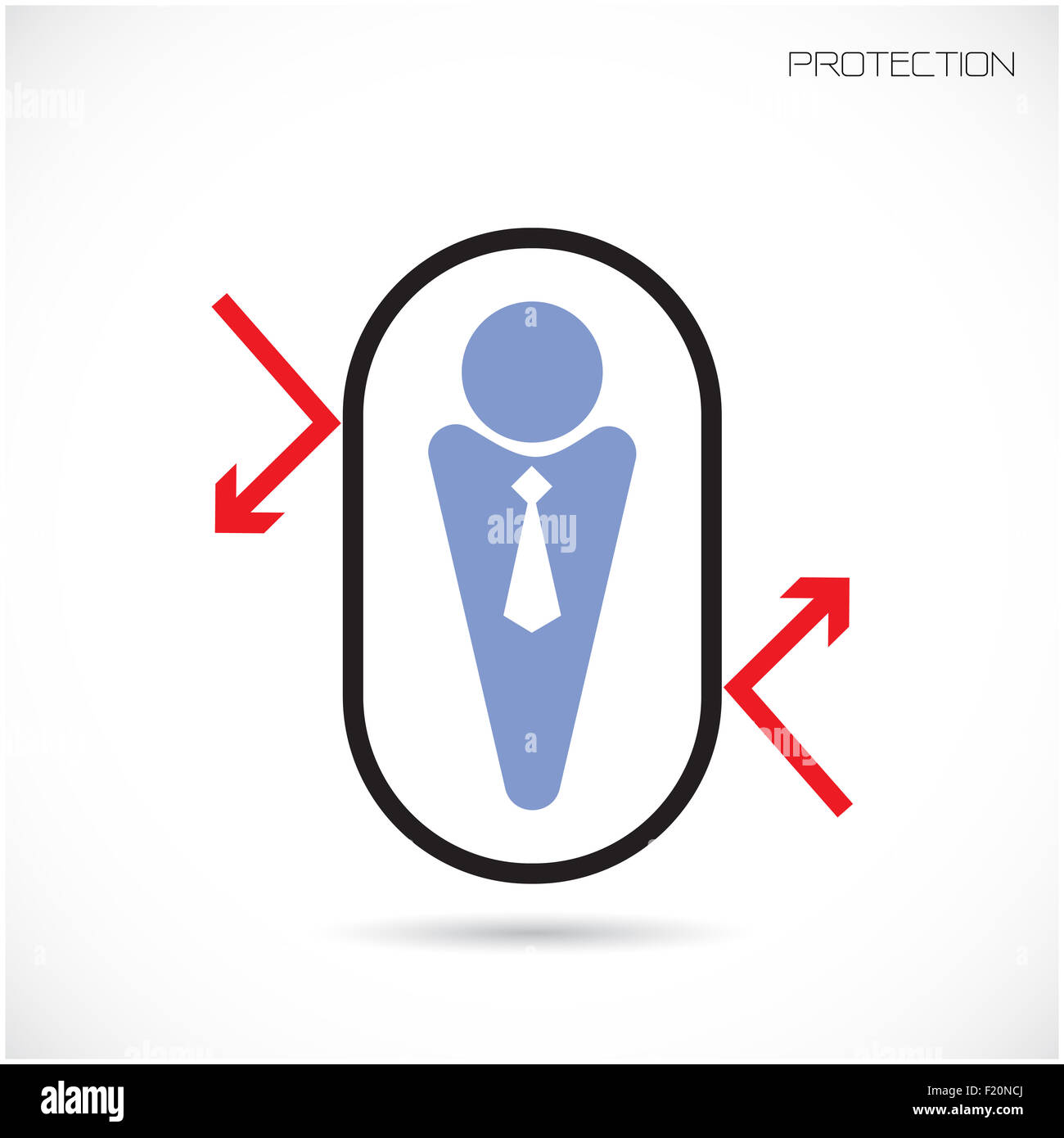 La protection de l'homme d'affaires et modèle de conception de signe. La protection de l'entreprise et idée. Banque D'Images