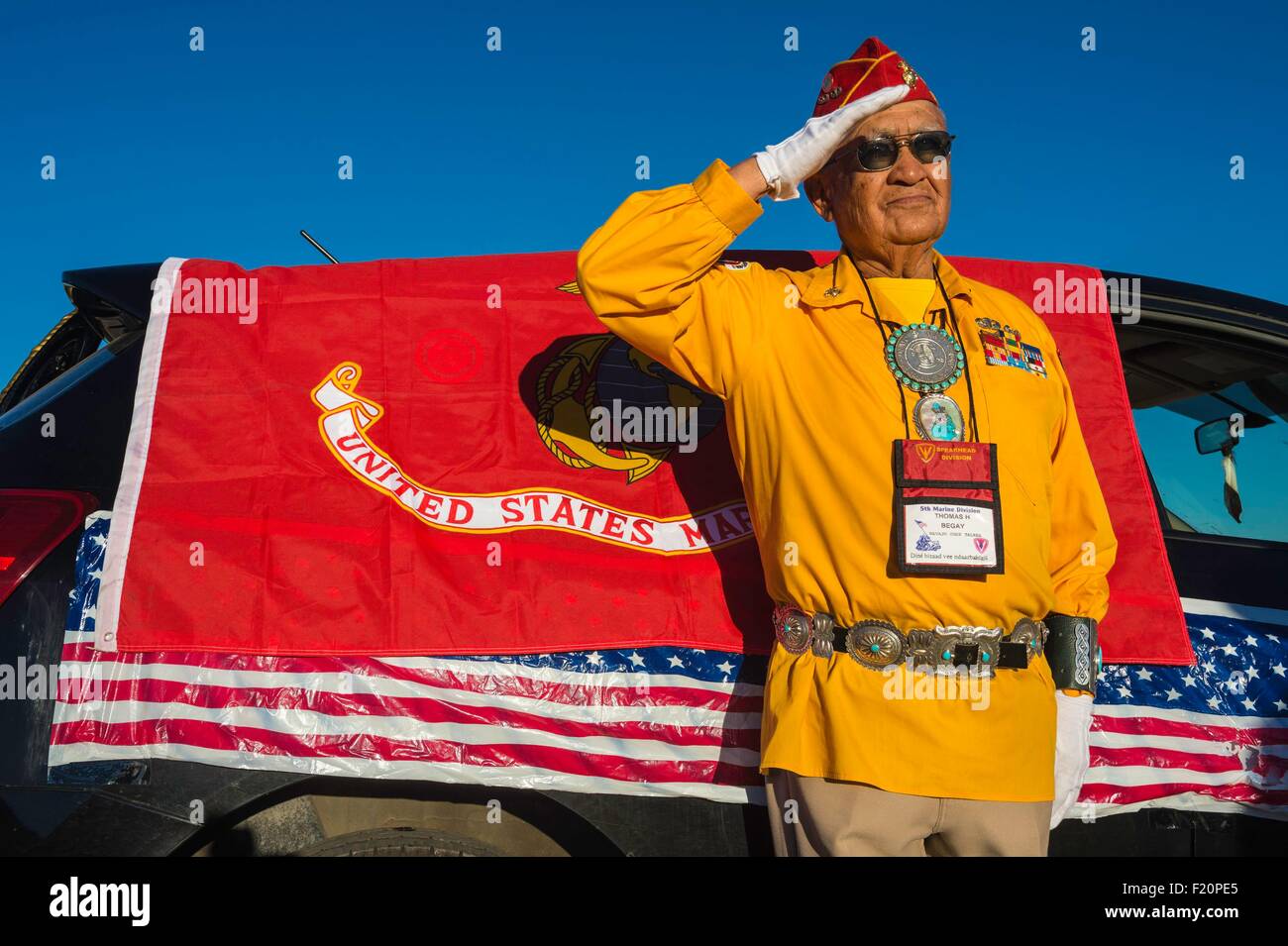 United States, Arizona, Window Rock, Festival Navajo Nation juste, parade, code talker Navajo Banque D'Images