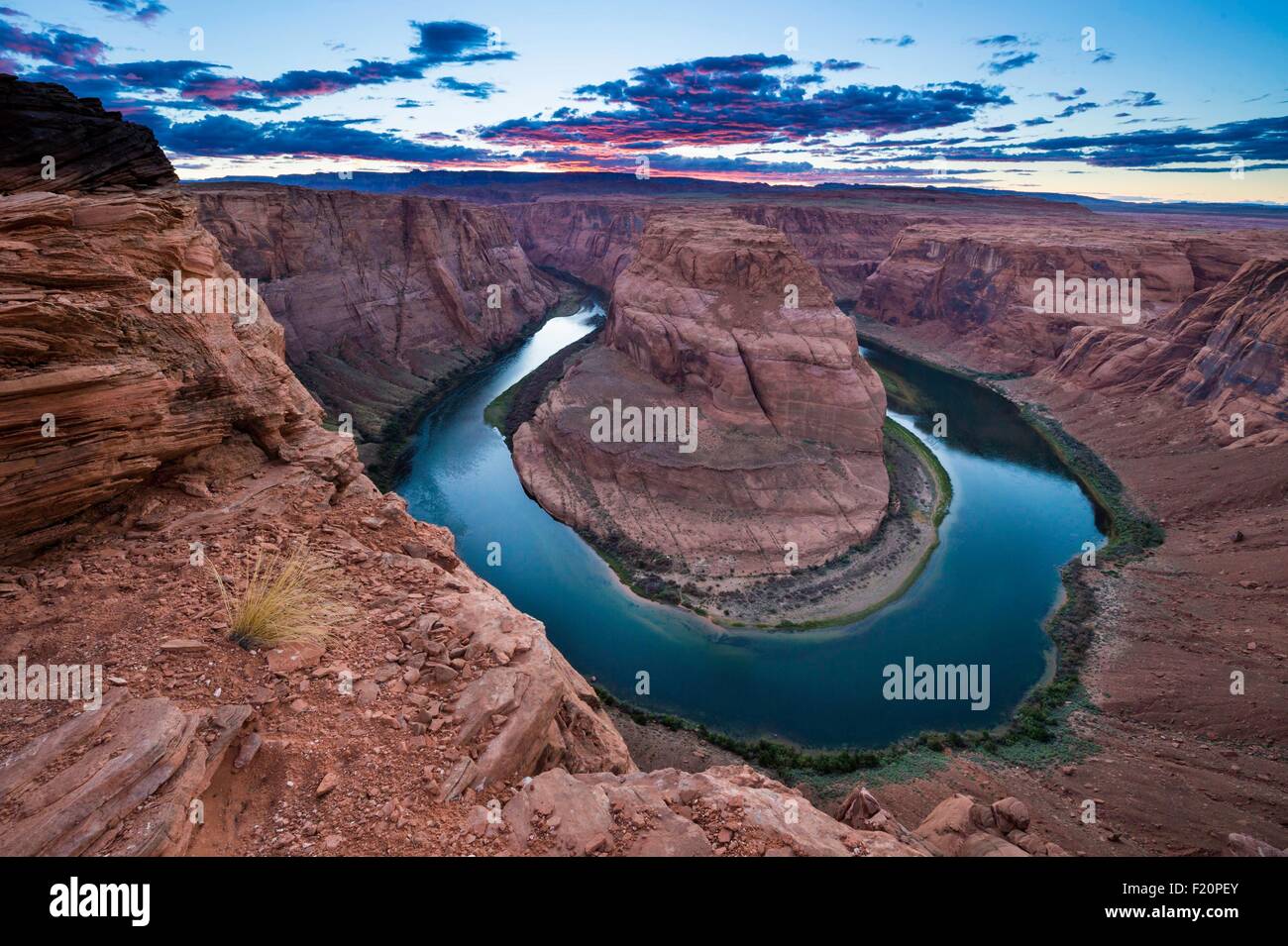 United States, Arizona, Page, Glen Canyon National Recreation Area, Horseshoe Bend et la rivière Colorado Banque D'Images