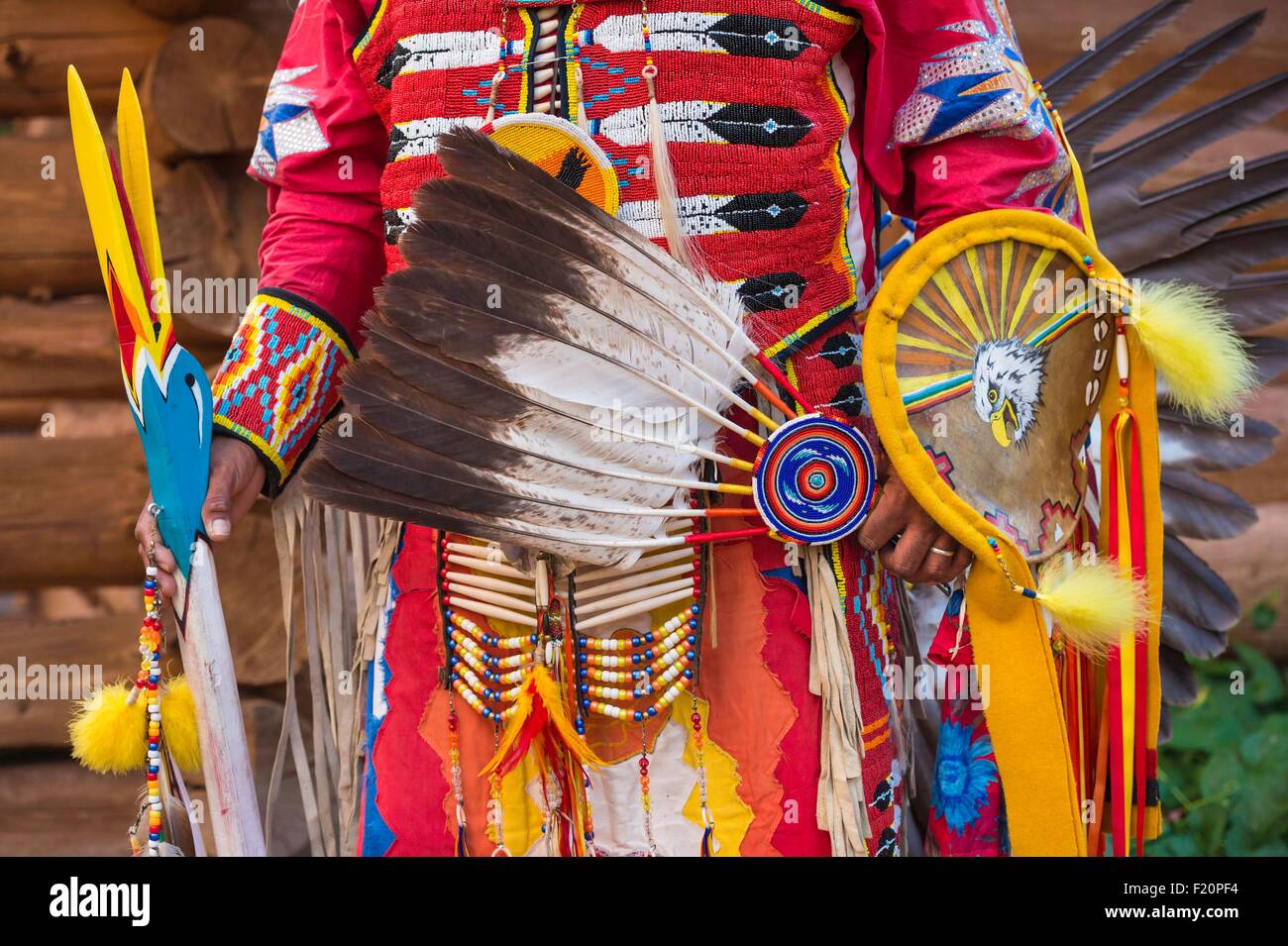 United States, Utah, Bluff, Navajo traditionnel regalia de Anderson Chee Banque D'Images