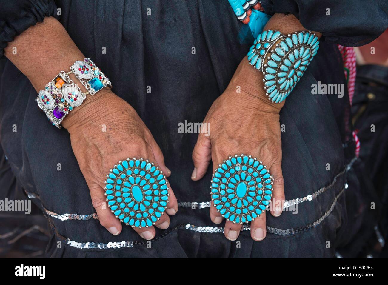 United States, Arizona, Window Rock, Festival Navajo Nation juste, bijoux traditionnels Banque D'Images