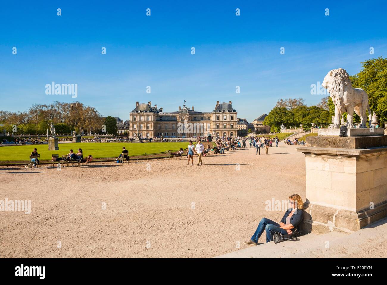 France, Paris, Palais du Luxembourg, le Senat du Jardin du Luxembourg Banque D'Images