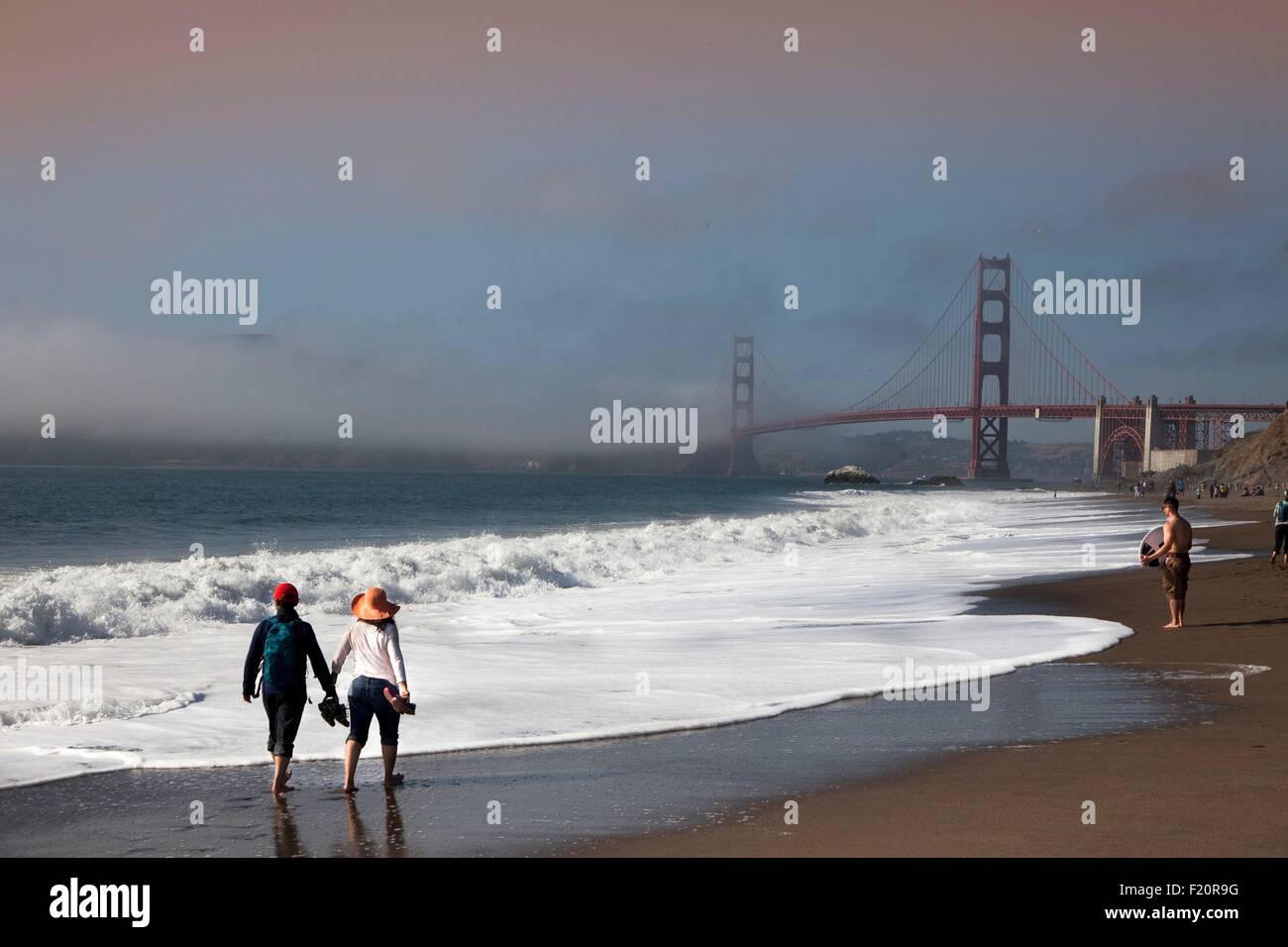 États-unis, Californie, San Francisco, Baker Beach et Golden Gate Bridge Banque D'Images